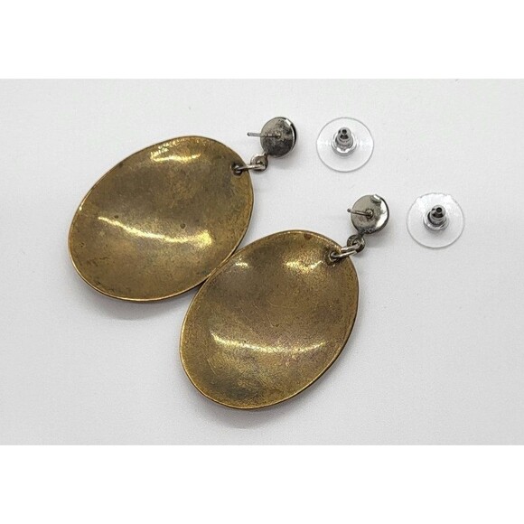 Silver Copper and Brass 1" Wide Basket Weave Cuff Bracelet and Matching Earrings - Picture 6 of 10